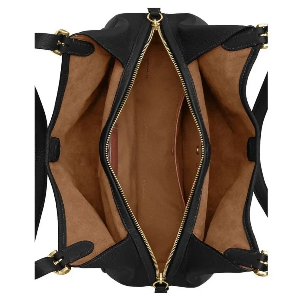 NWT Coach Bella Medium Leather Shoulder Bag In Black /Brass CR979